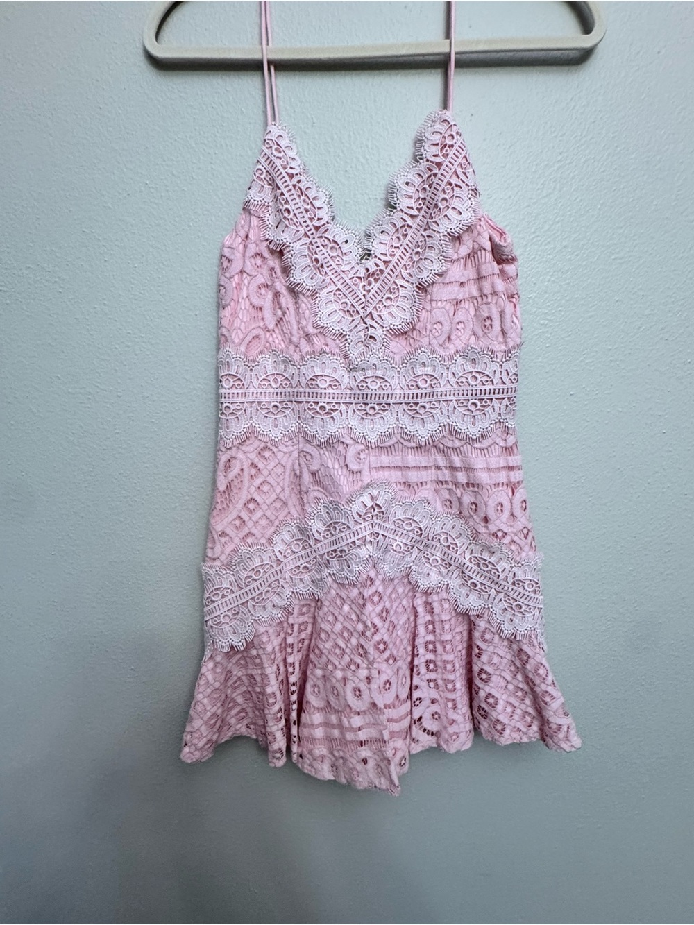 Hello Molly Pink Lace Trim Slip Dress